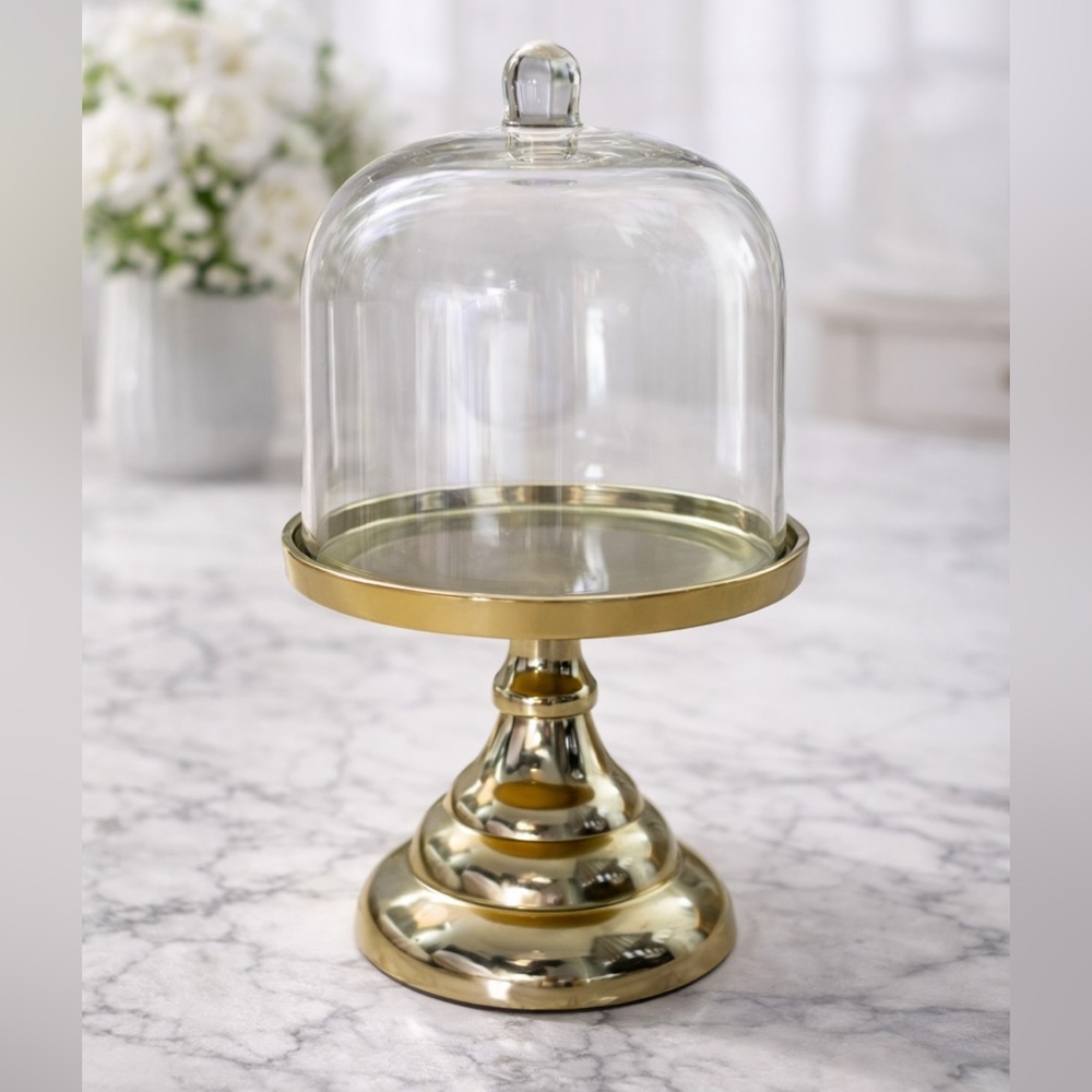 Glass Display Dome with Gold Base
